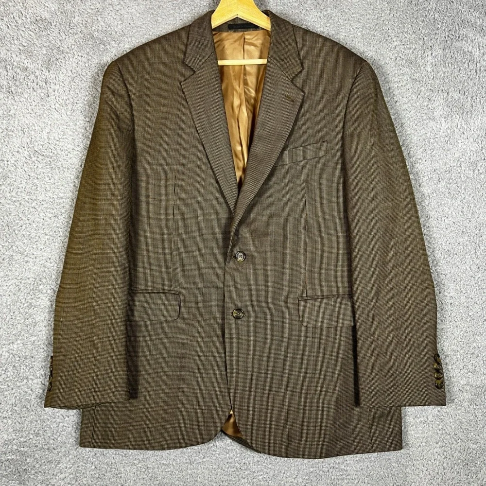 Ralph Lauren Sport Coat Mens 42R Brown Glen Plaid Blazer Business Office Meeting